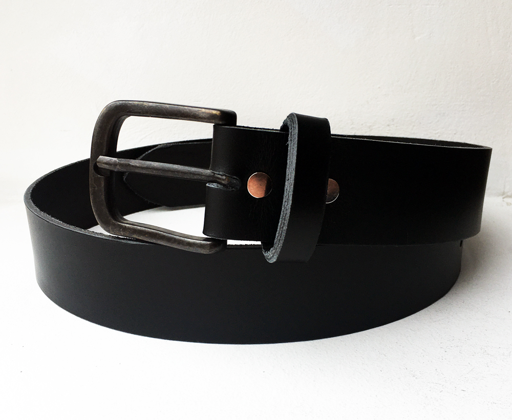Ceinture cuir noir modèle "Everyday" avec boucle de ceinture noire vintage - 39 mm