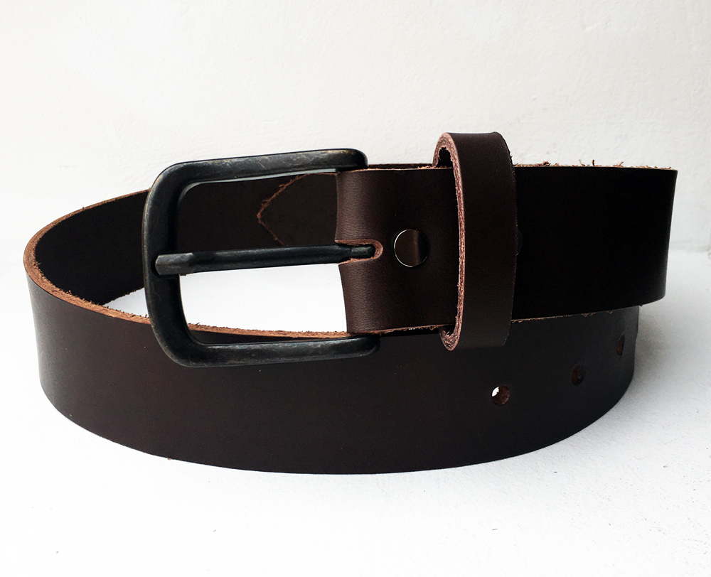 Ceinture cuir marron modèle "Everyday" avec boucle de ceinture noire vintage - 39 mm