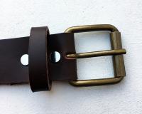 Ceinture cuir marron modèle "Everyday" avec boucle de ceinture rouleau vieux laiton - 39 mm