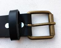 Ceinture cuir noir modèle "Everyday" avec boucle de ceinture rouleau vieux laiton - 39 mm